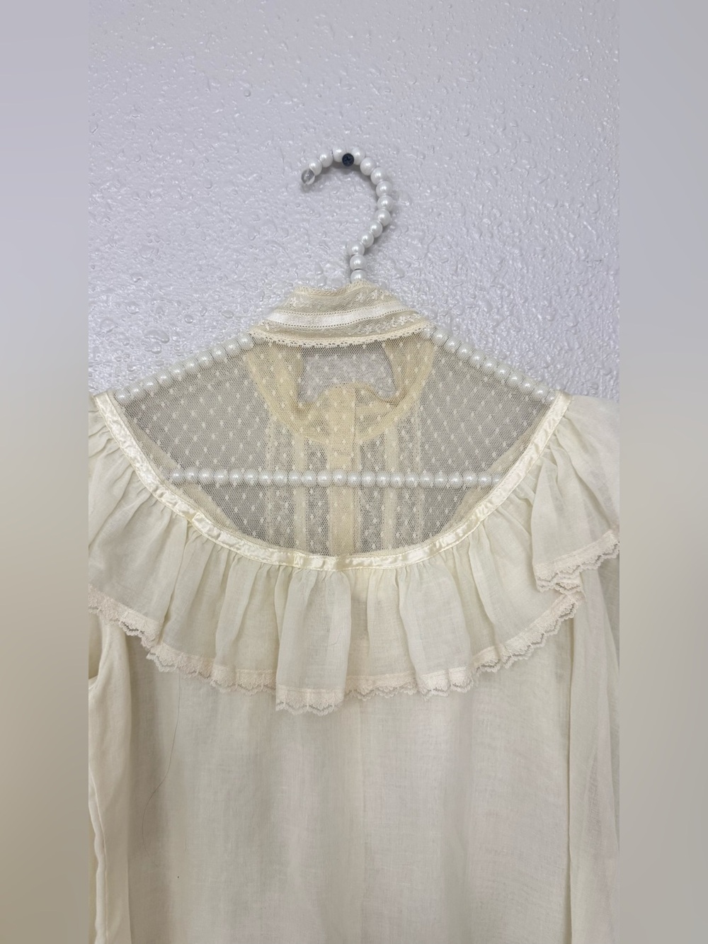 Vintage Gunne Sax Jessica McClintock Lace Victorian Blouse Ivory XS-S - Picture 5 of 8